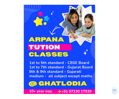 Arpana Tution Classes, 1st standard classes in ghatlodia ahmedabad