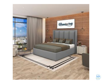 2025 Columbia Wingback Bed Frame in Grey Plush { Optional ottoman storage }