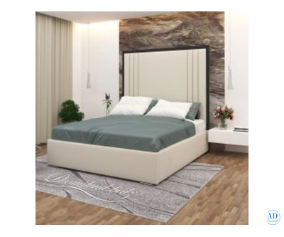 2025 Ibiza Black Trim Bed Frame With Black Plush and Cream Plush fabric