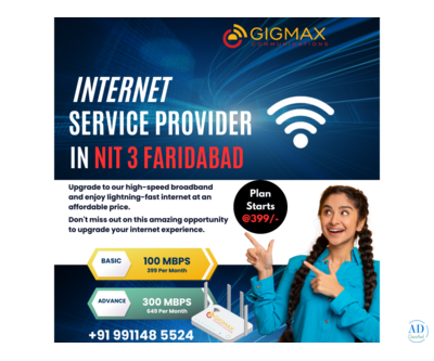 Internet Service Provider in NIT 3 Faridabad – High-Speed WiFi by Gigmax