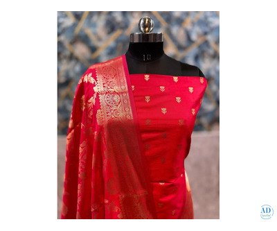 Exclusive Banarasi 3 pc Katan Silk Unstitched Salwar Suit with Dupatta