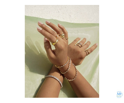 Shinelle By Neelam Women’s Diamond & Gold Rings