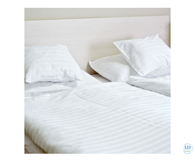 Buy King Flat Bed Sheets – Satin Stripe T250 White Wholesale for Hotels