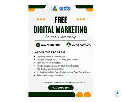 Free Digital Marketing Course with Internship in Vijayawada | ISO Certified Training