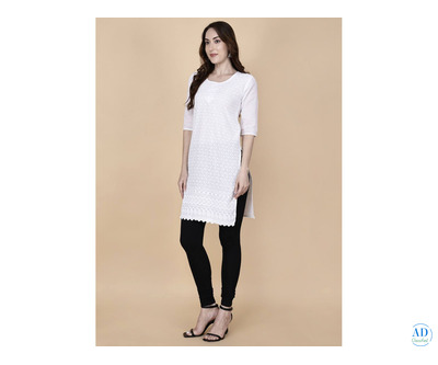 Online Buy White Plain Kurti – PrettyLady