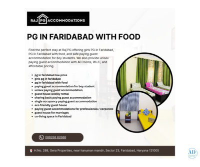 pg for boys in faridabad | Raj PG Accommodation