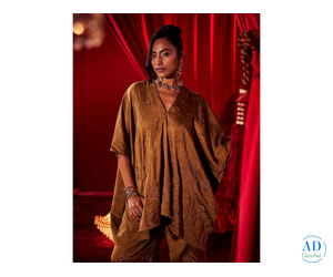 Ochre Embroidered Co-ord Set – Latest Co-ord Sets & Party Wear Tops for Women