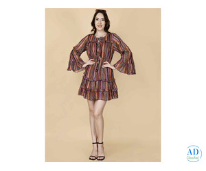 Buy Short Fit and Flare Dress Multicolor – PrettyLady