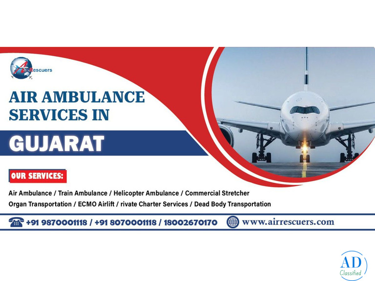 Advanced ICU Air Ambulance in Gujarat