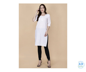Buy White Plain Kurti – Elegant & Comfortable | Pretty Lady