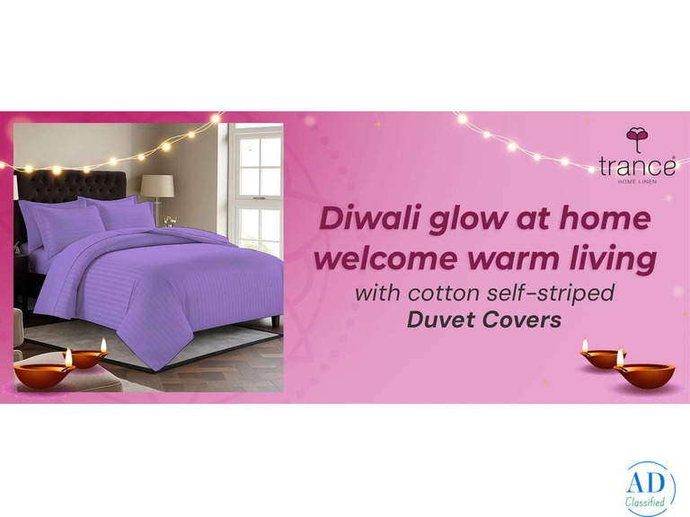 Diwali glow at home welcome warm living with cotton self-striped Duvet Covers