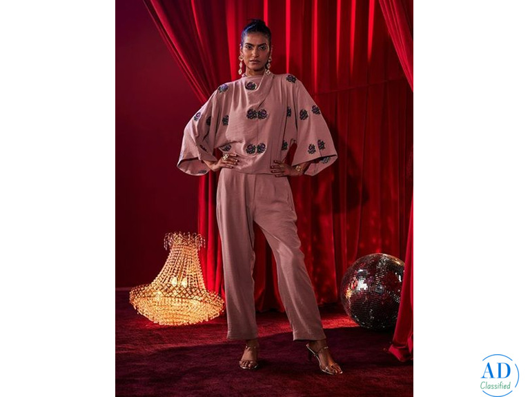 Diadem Floral Cross Stitch Pants – Modern Party Wear Pants