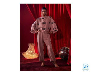 Diadem Floral Cross Stitch Pants – Modern Party Wear Pants