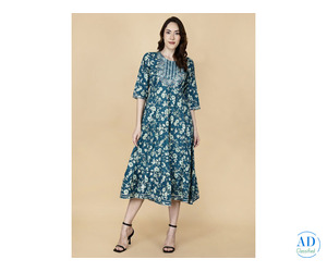 A-Line Kurta Turquoise Blue | Pretty Lady