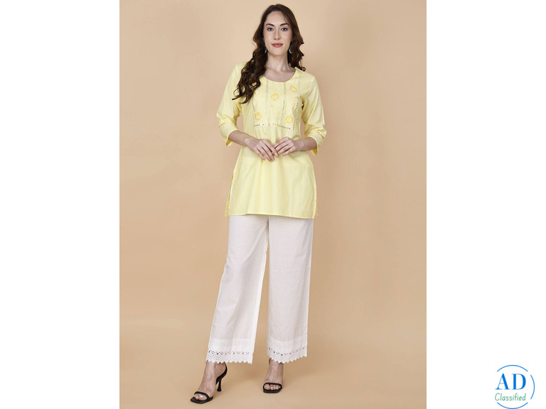 Buy Short Yellow Kurti for Women – Stylish Ethnic Wear by Pretty Lady