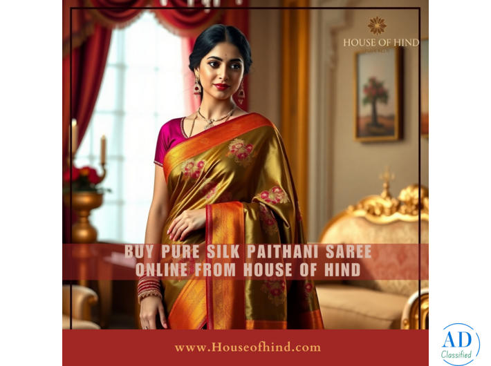 Buy Pure Silk Paithani Saree Online from House of Hind