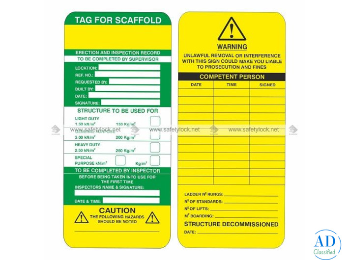 Buy Scaffolding Tags & Holders - Ensure Safe Access and Inspection