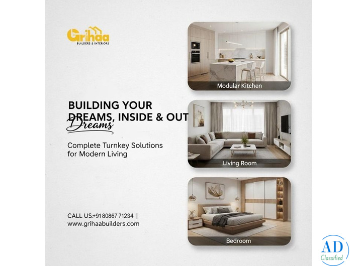 Modern Turnkey Interiors by Grihaa Builders & Interiors, Chennai