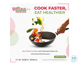 Buy Best Non-Stick Fry Pan with Stainless Steel Lid in Hyderabad – Universal Pride