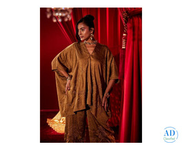 Ochre Embroidered Loose Top — Dazzling Birthday Party Dress for Women