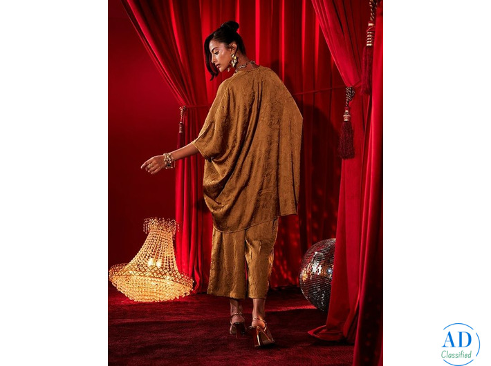 Ochre Embroidered Loose Top — Dazzling Birthday Party Dress for Women