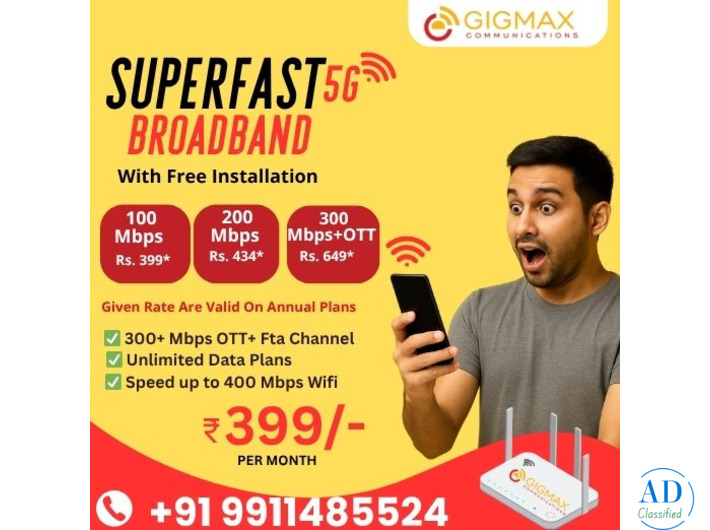 Internet Service Provider in NIT 3 Faridabad – Fast, Reliable & Affordable Connection by Gigmax