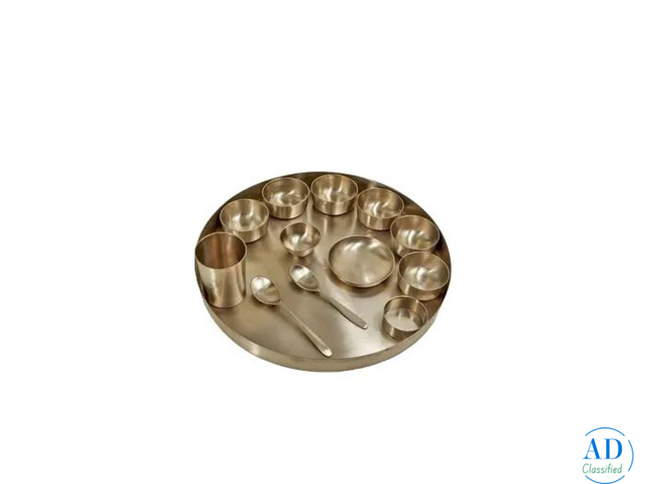 Pure Kansa Bronze Dinner Set - 13 Pcs Rajwadi Kansa Thali Set