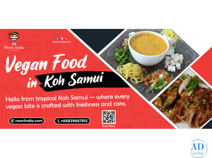 Vegan Food in Koh Samui at Noori India | Fresh Plant Based Flavours You Will Love