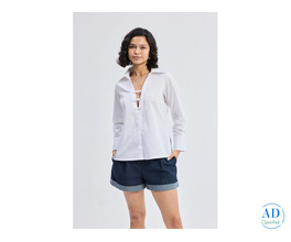 Crisp Details White Button-Down Shirt – Stylish & Comfortable