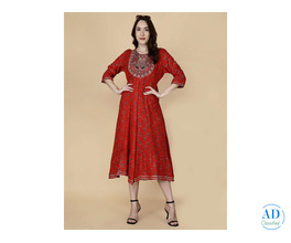 A-Line Kurta Red – Elegant, Stylish & Comfortable | Pretty Lady