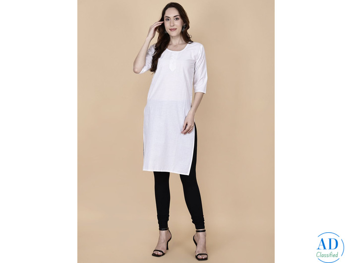 Plain White Kurti – Elegant & Stylish | Pretty Lady