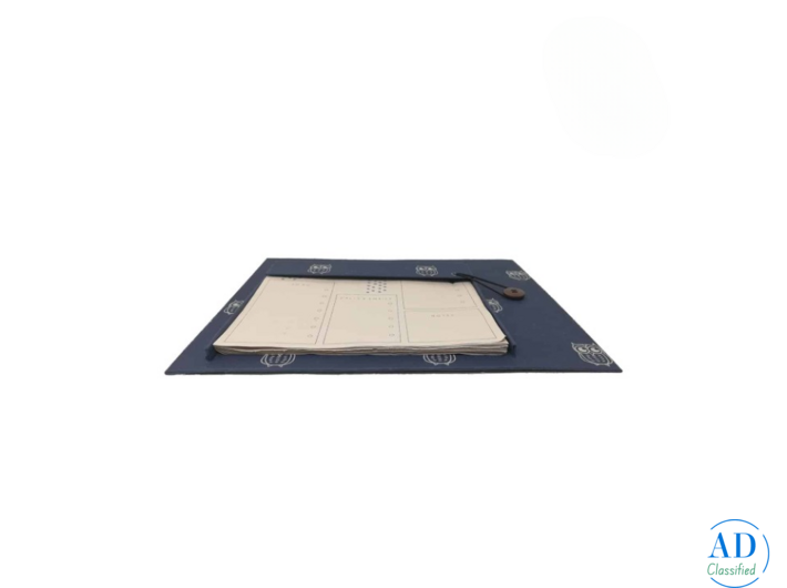 Handmade Tabletop Organiser in Navy Blue & Beige Owls