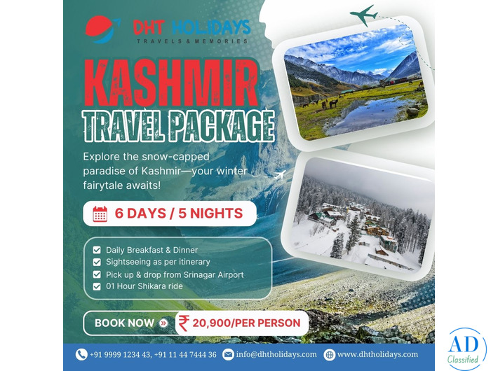 Kashmir Tour Package 5 Nights 6 Days - DHT Holidays