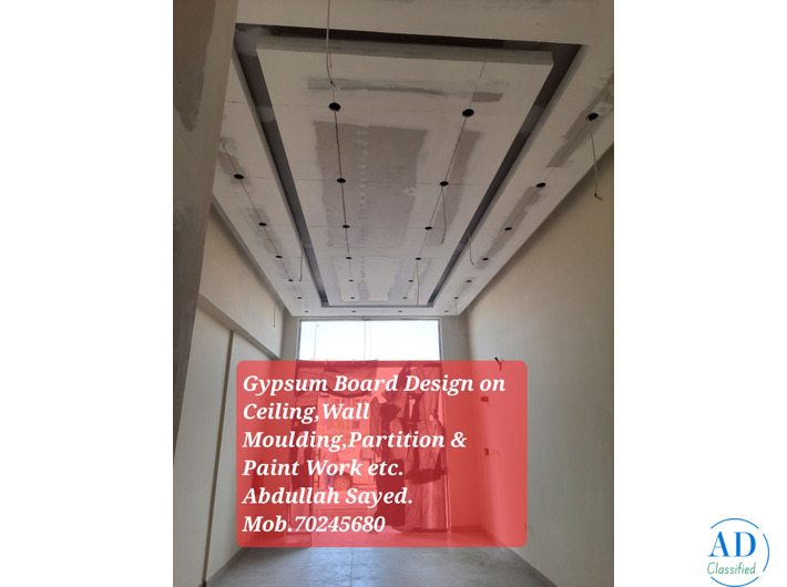 #Gypsum Board Decor,Gypsum Partition,Wall Moulding and Paint Work etc.
