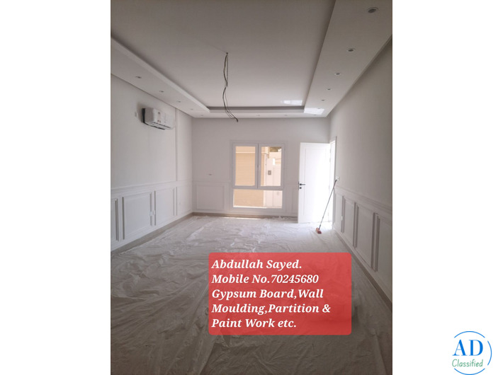 #Gypsum Board Decor,Gypsum Partition,Wall Moulding and Paint Work etc.