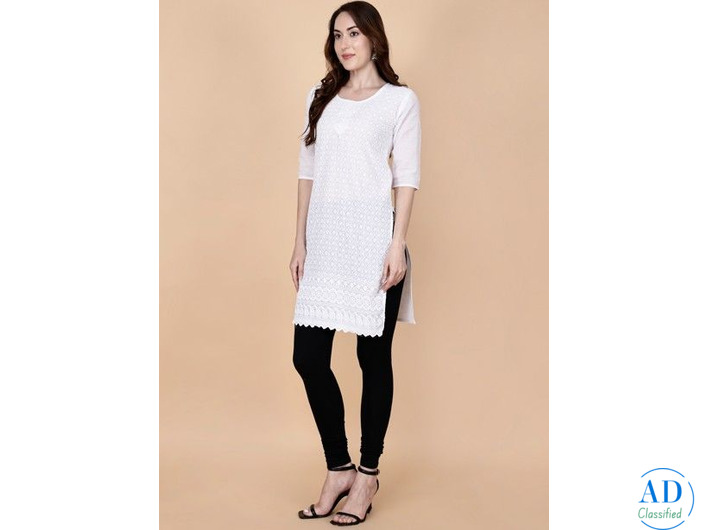 Buy Plain White Kurti Online at ₹599 | Pretty Lady Women’s Kurti