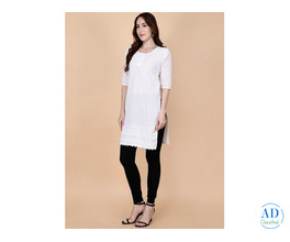Buy Plain White Kurti Online at ₹599 | Pretty Lady Women’s Kurti