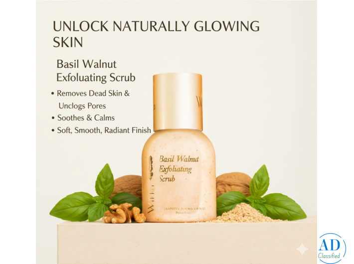 Basil Walnut Exfoliating Scrub – Natural Glow, Gentle Care