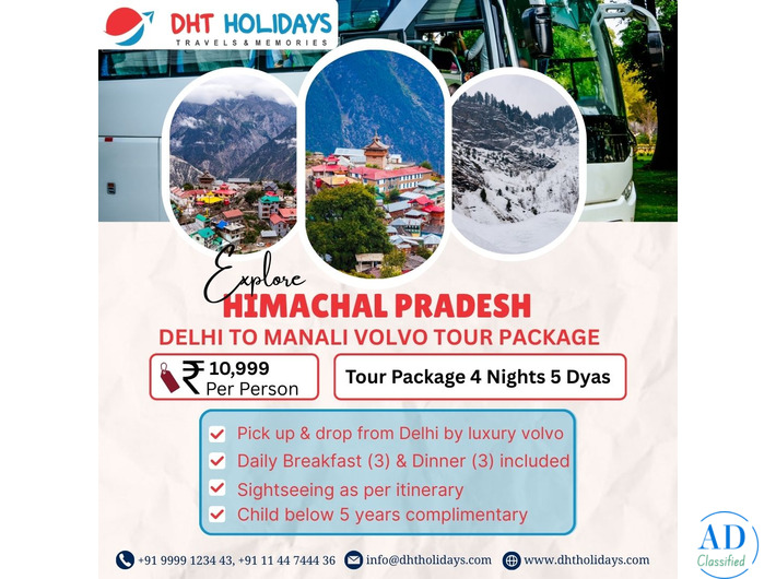 Manali Volvo Package From Delhi - DHT Holidays