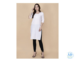 Pretty Lady – White Kurti Plain at Just ₹599