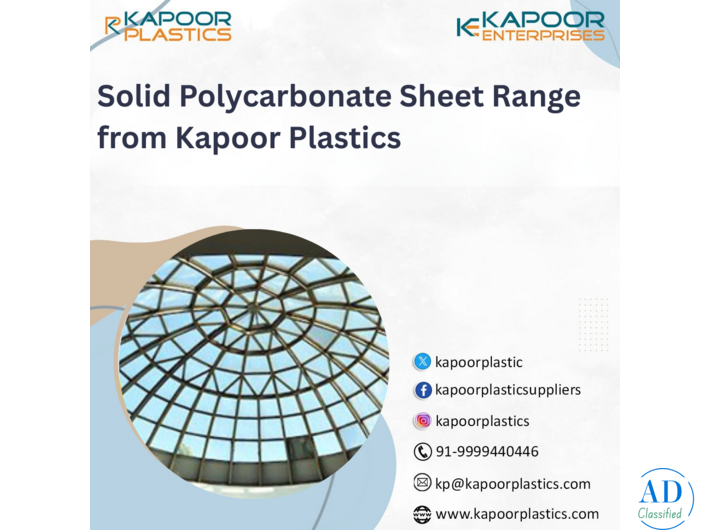 Solid Polycarbonate Sheet Range from Kapoor Plastics