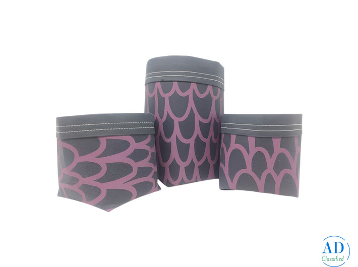 Black with Printed Paper Sacks | Handmade Set of 3