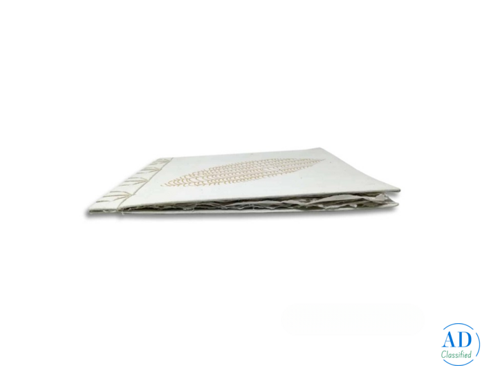 White Cotton Paper Stitch Notebook – Gold Leaf A4 Journal