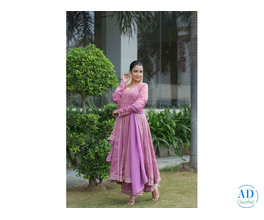 Pink Embroidered Anarkali Suit with Dupatta for Women