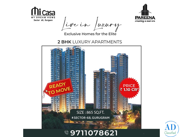 2 BHK Apartments for Sale in Pareena Micasa, Gurgaon