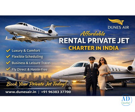 Affordable Rental Private Jet Charter in India: Dunes Air
