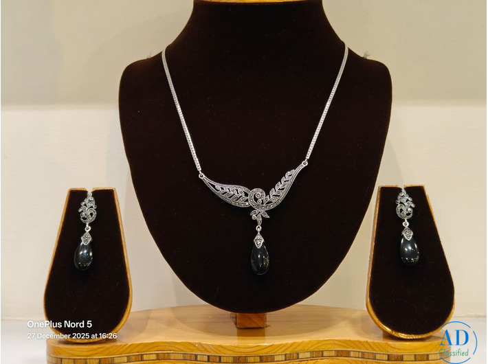 Buy 925 Silver Natural Marcasite Necklace Set