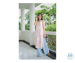 Stylish Pink Kurti for Women with Subtle Embroidery