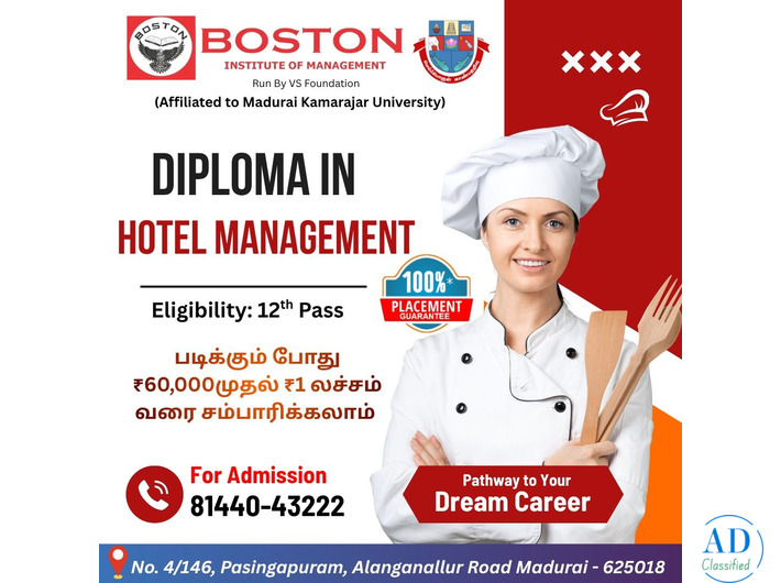 Top Diploma in Hotel Management in Madurai | Boston College