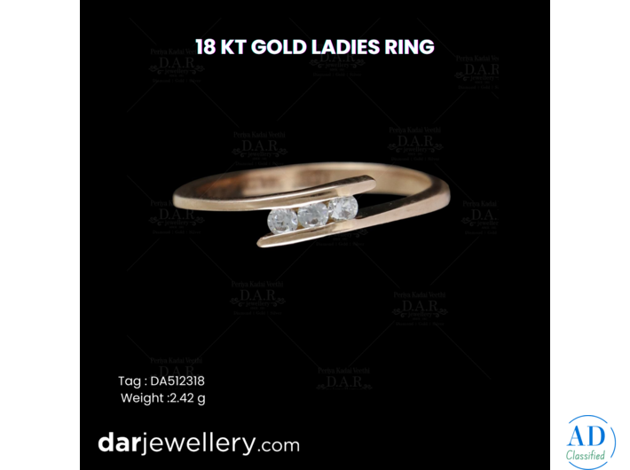 18 KT Gold Ladies Ring with Floral Diamond Design | Elegant Everyday Gold Jewellery
